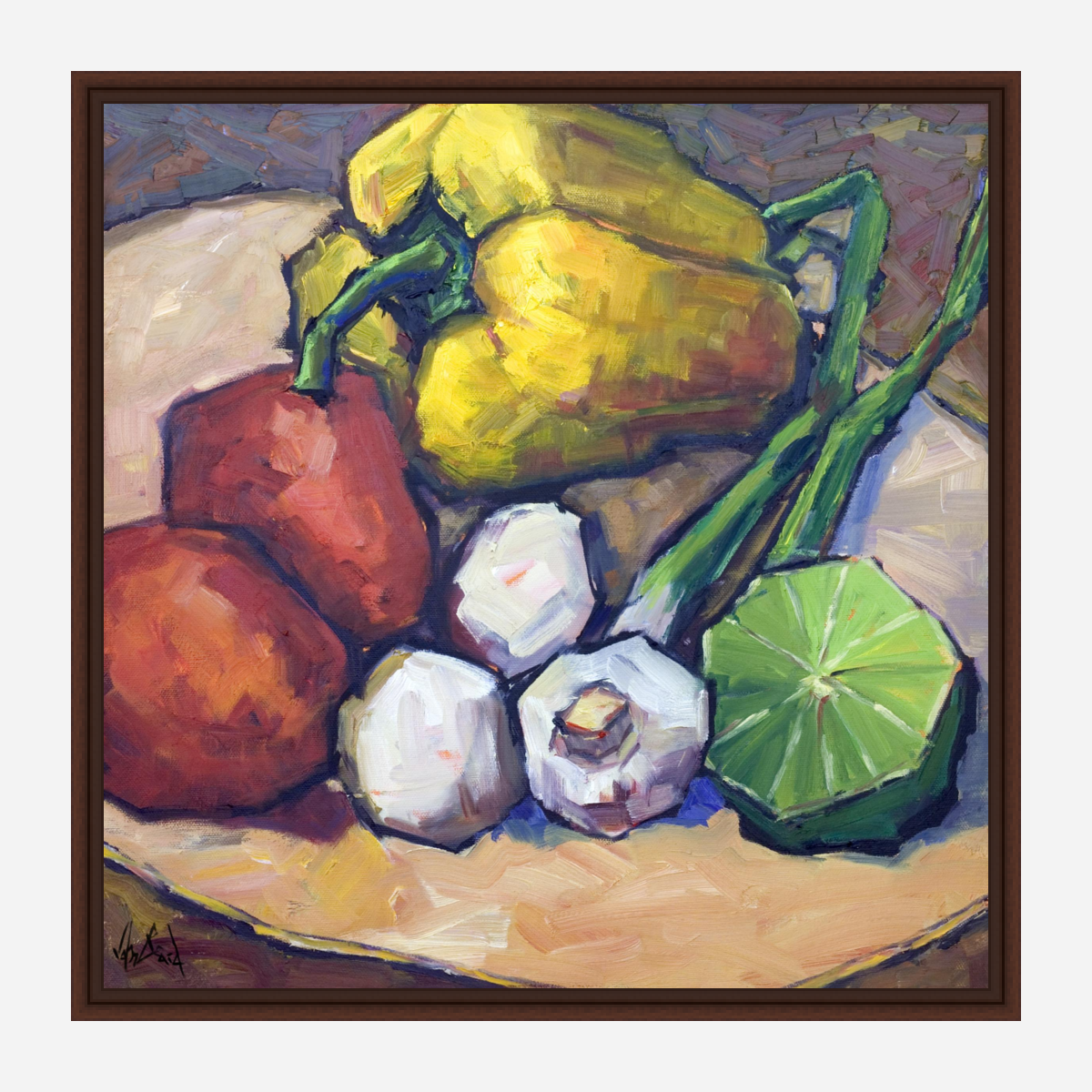 Peppers Limes and Mushrooms Artist Enhanced Canvas Print by John Beard Collection - product image 6 for Resin Society