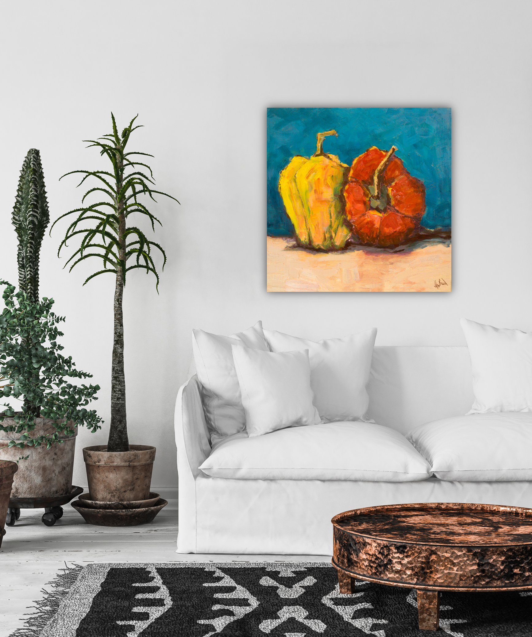 Peppers Bleu Artist Enhanced Canvas Print by John Beard Collection - product image 2 for Resin Society