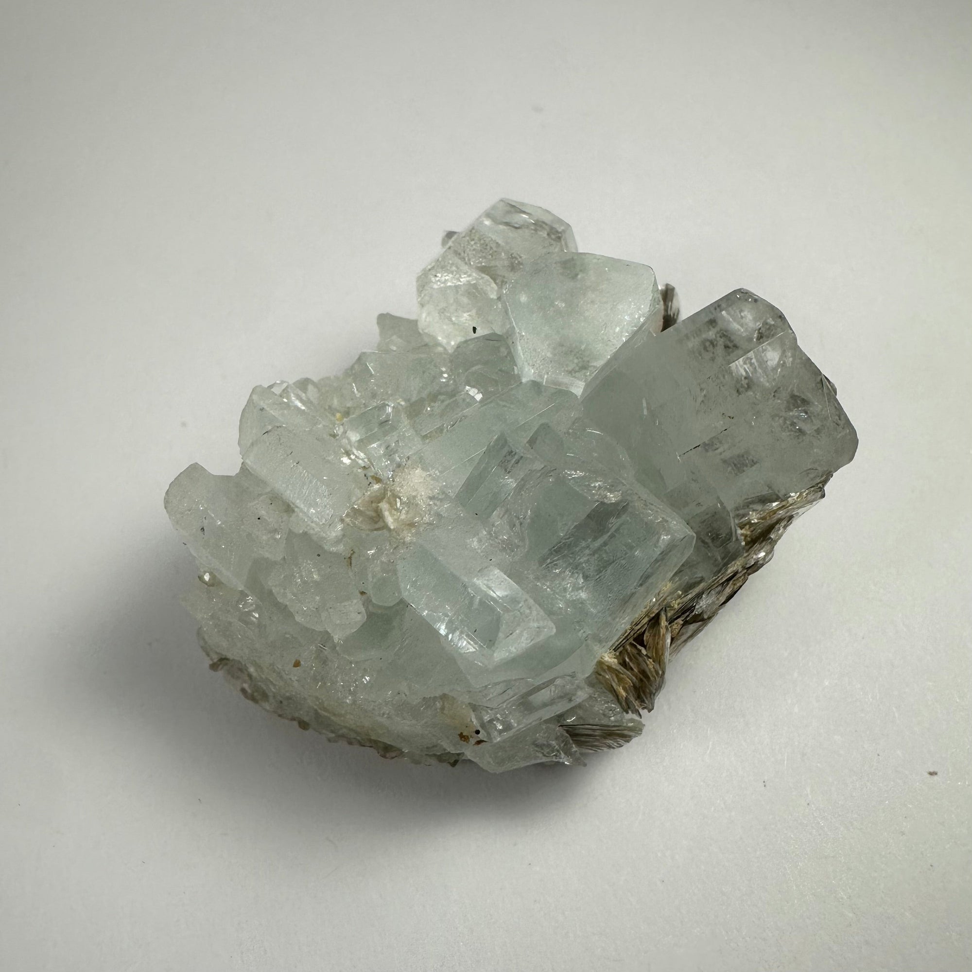 Aquamarine crystal cluster with Muscovite and Albite from Shigar Valley, Skardu, Pakistan