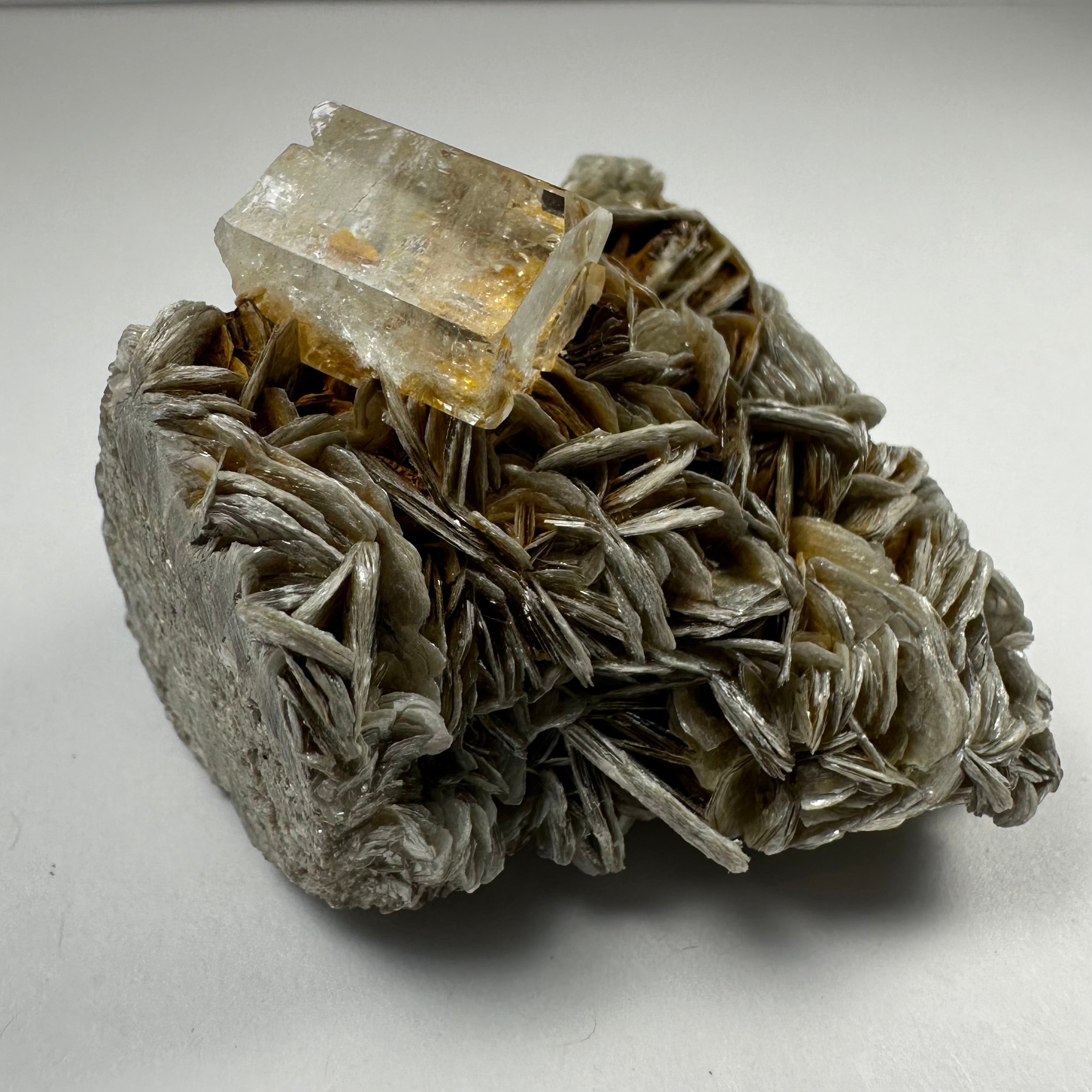 Aquamarine crystals with silvery muscovite on matrix from Shigar Valley, Skardu, Pakistan