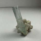 Aquamarine with Albite mineral specimen from Shigar Valley, Skardu, Pakistan displayed on a black background