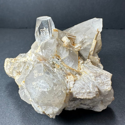 Topaz with Quartz and Muscovite mineral specimen on feldspar matrix from Skardu, Pakistan