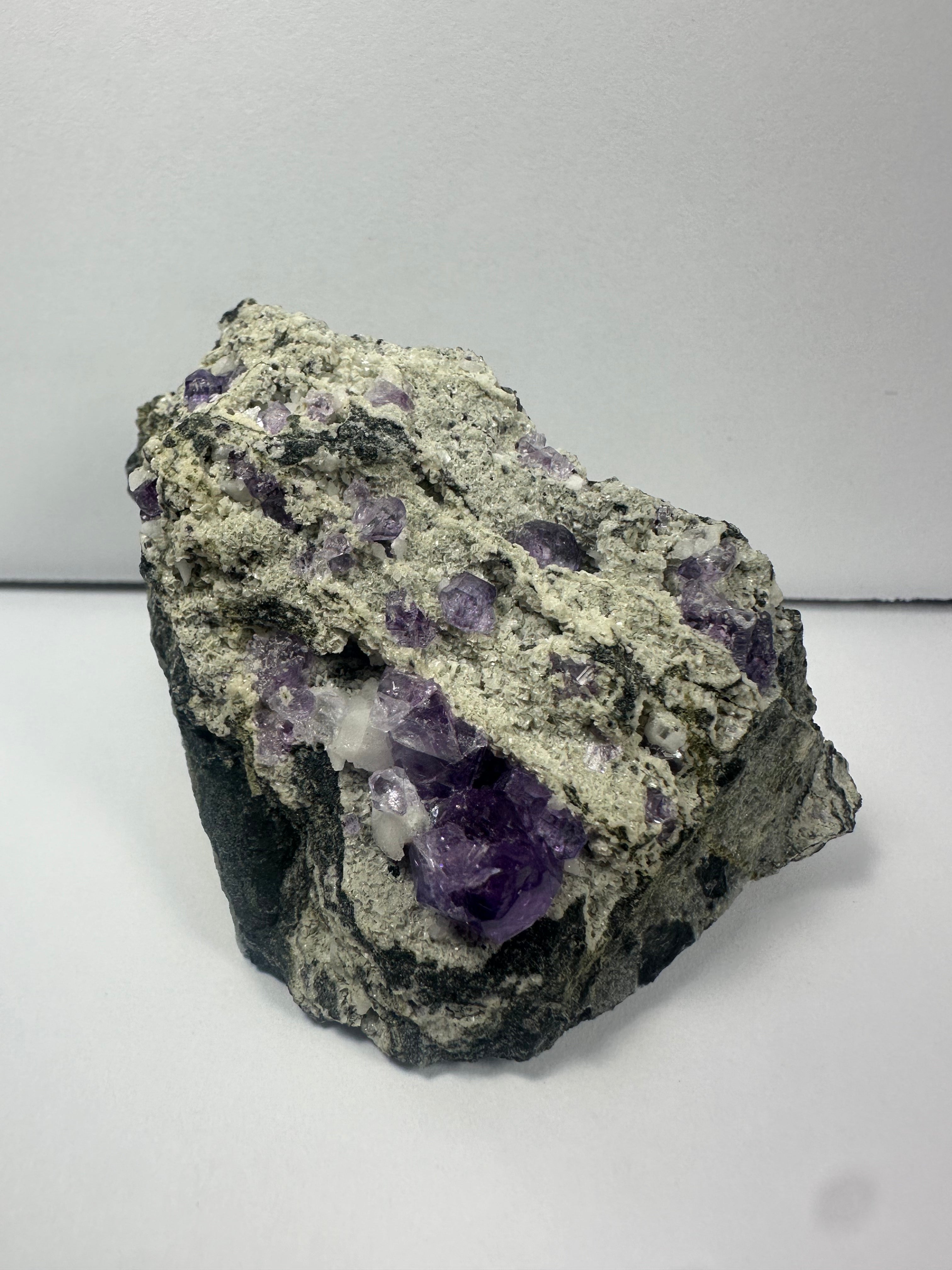 Purple Fluorite Clusters on Matrix mineral specimen