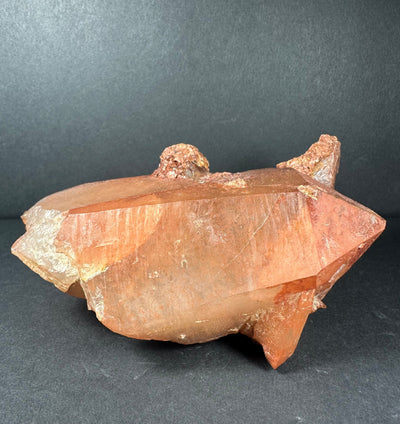 Tangerine Quartz Cluster with warm orange hues and natural crystal formations from Atlas Mountains, Morocco