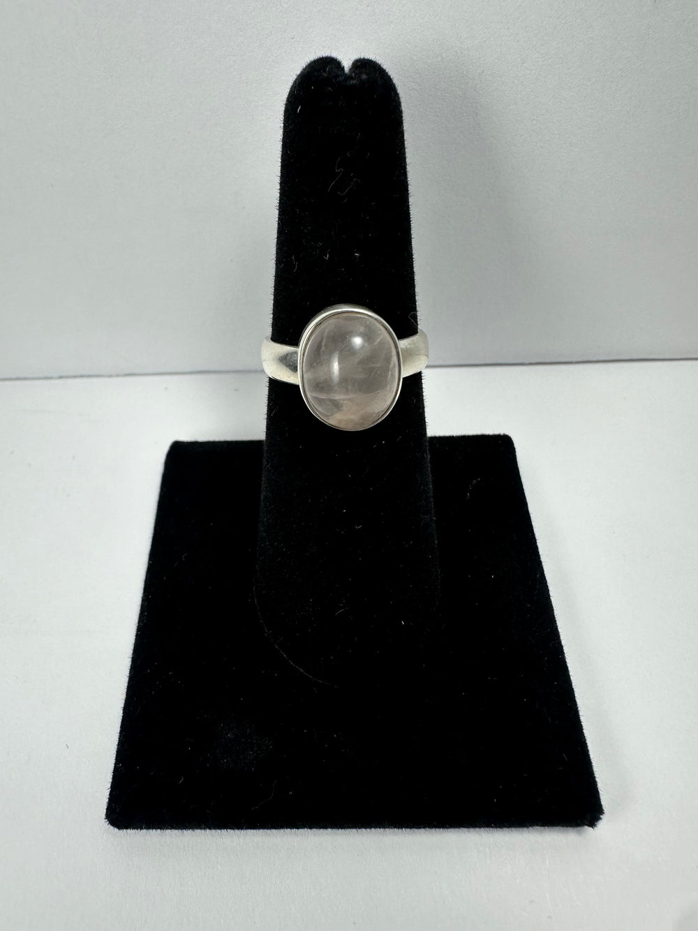 Rose Quartz Ring Size 6 in .925 Sterling Silver with soft pink stone