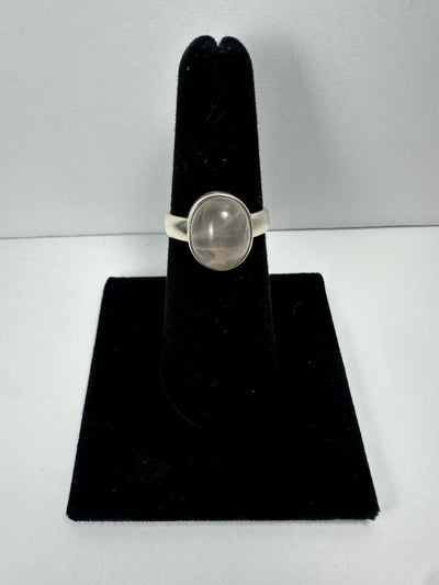 Rose Quartz Ring Size 6 in .925 Sterling Silver with soft pink stone