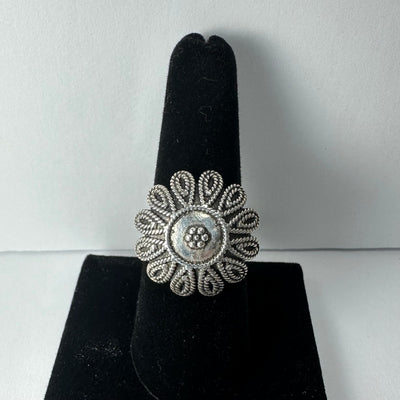 .925 Sterling Silver Flower Ring - Size 8 by Rare Earth Gallery - main product image for Resin Society