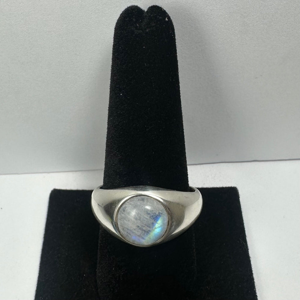 Moonstone Ring Size 11.5 made of sterling silver, displayed on a neutral surface