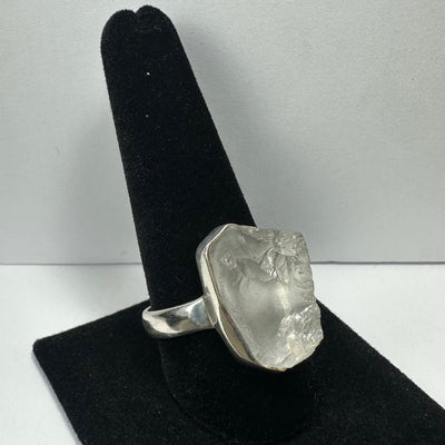 Natural Rough Quartz Ring in .925 Sterling Silver, size 11.5