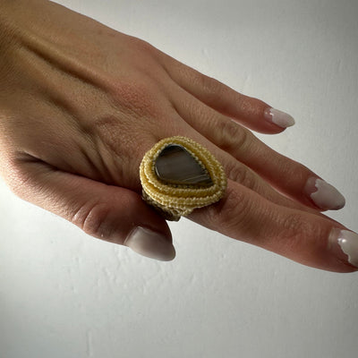 Handmade Woven Ring with Stone by Rare Earth Gallery - product image 6 for Resin Society
