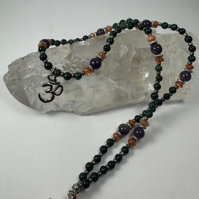 Handmade Bead Necklace with Silver 'Om' Pendant