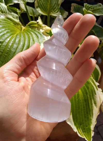 Selenite Spiral Tower 10cm by Rare Earth Gallery - product image 2 for Resin Society