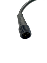 Close-up of a black RGB 10-foot extension harness cable with a round three-pin male connector against a white background.
