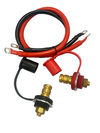 Remote Battery Jump Post Kit showing positive and negative posts with red and black wires and terminals