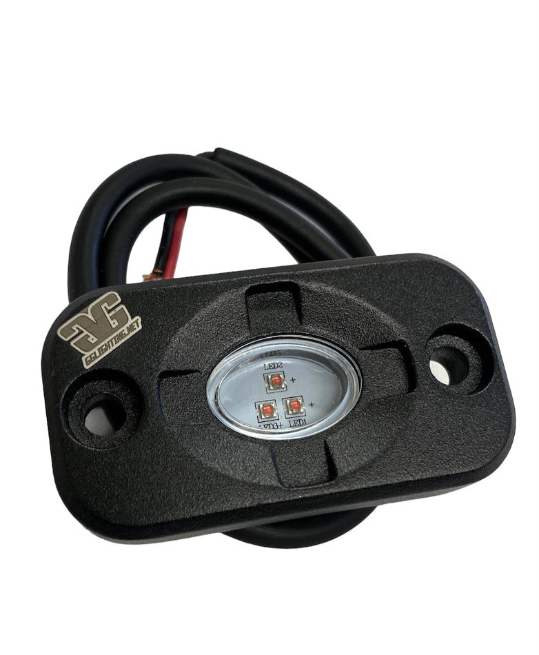 RL15 LED Rock Light Dome light showing aluminum housing and 3 LED chips