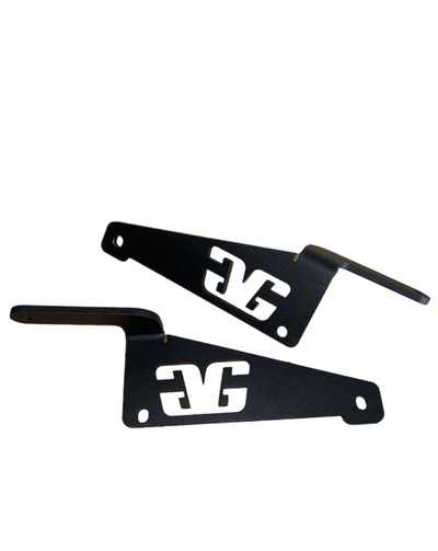 Black powder coated Polaris Pro R RZR 30 inch roof mounts for LED light bar attached to vehicle