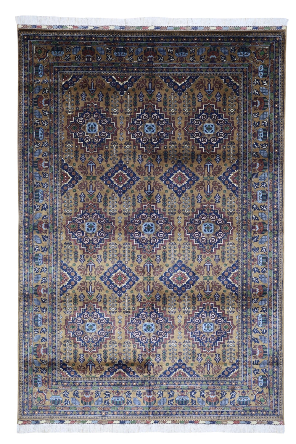 Hand-Knotted Zerkhaki Afghan Wool Area Rug – 6'7" x 9'7" by Rugistan - main product image for Resin Society