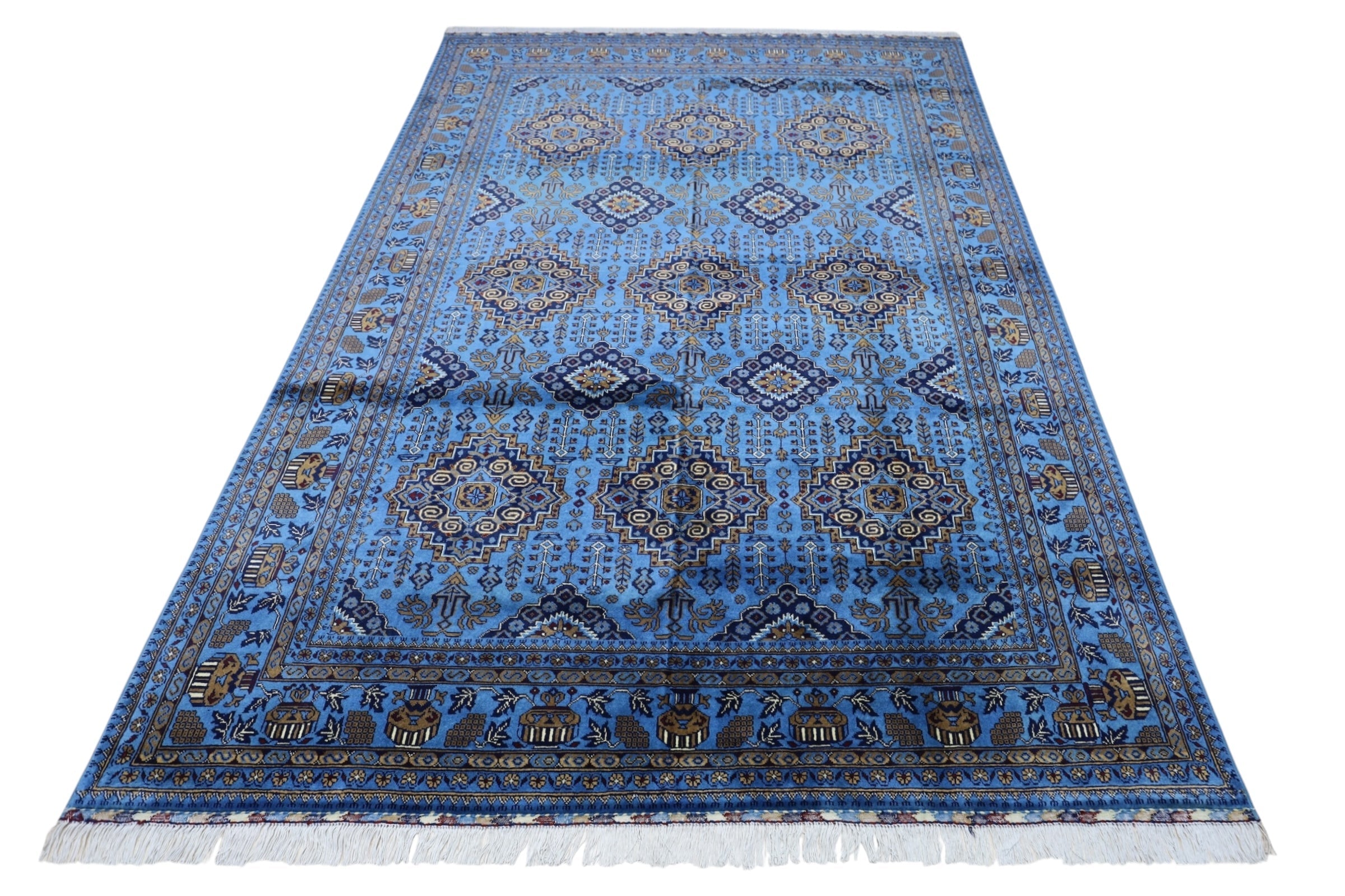 Hand-Knotted Afghani Zerkhaki Wool Rug – 6’7″ x 9’3″ by Rugistan - product image 3 for Resin Society