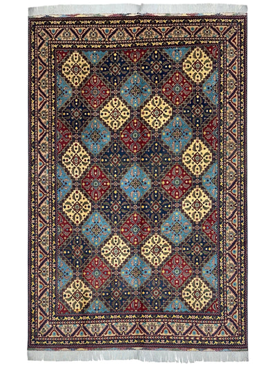 Hand-Knotted Afghani Kashi Wool Rug – 6’9″ x 9’6″ by Rugistan - main product image for Resin Society