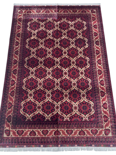 Hand-Knotted Afghani Heart Shape Wool Rug – 6’6″ x 9’5″ by Rugistan - product image 2 for Resin Society