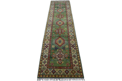 Hand-Knotted Afghani Kazak Wool Rug – 2’7″ x 9’8″