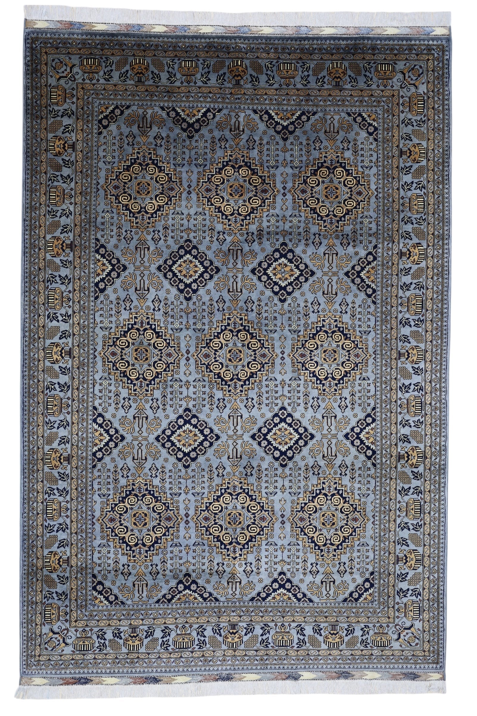 Hand-Knotted Zerkhaki Afghan Wool Area Rug – 6'11" x 10'3" by Rugistan - main product image for Resin Society