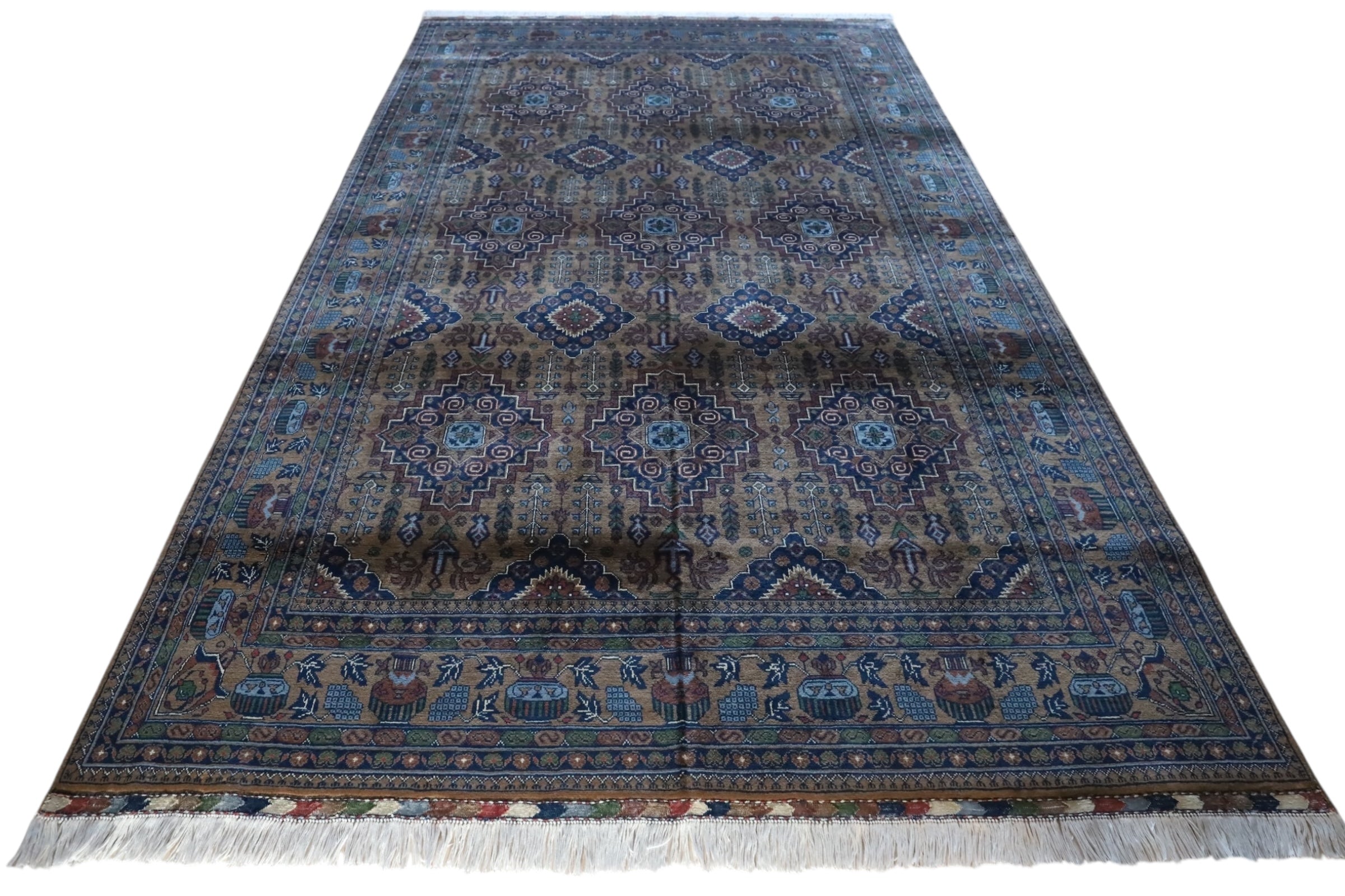 Hand-Knotted Zerkhaki Afghan Wool Area Rug – 6'7" x 9'7" by Rugistan - product image 2 for Resin Society