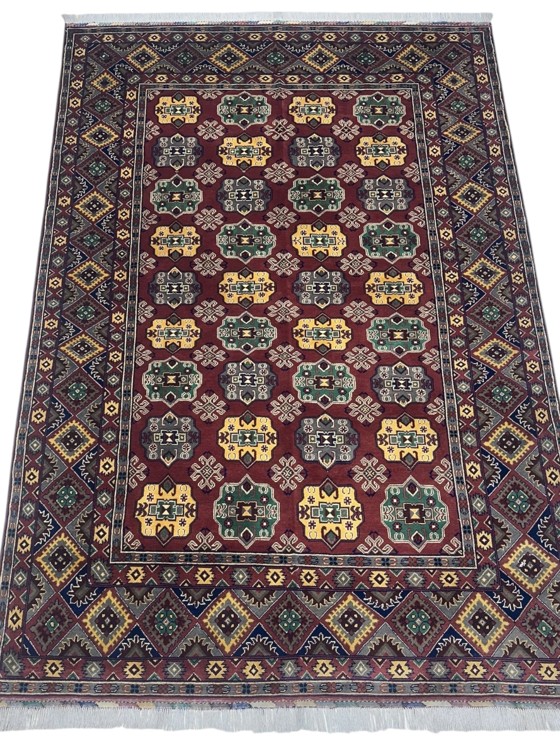 Hand-Knotted Afghani Turkmenistani Wool Rug – 6’5″ x 9’9″ by Rugistan - product image 2 for Resin Society