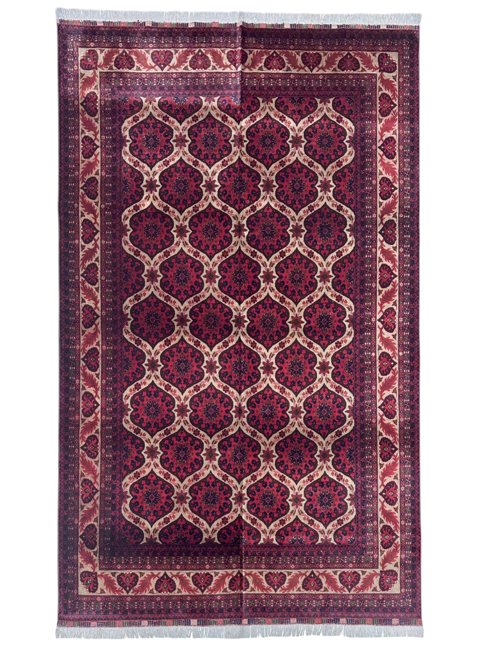 Hand-Knotted Afghani Heart Shape Wool Rug – 6’6″ x 9’5″ by Rugistan - main product image for Resin Society