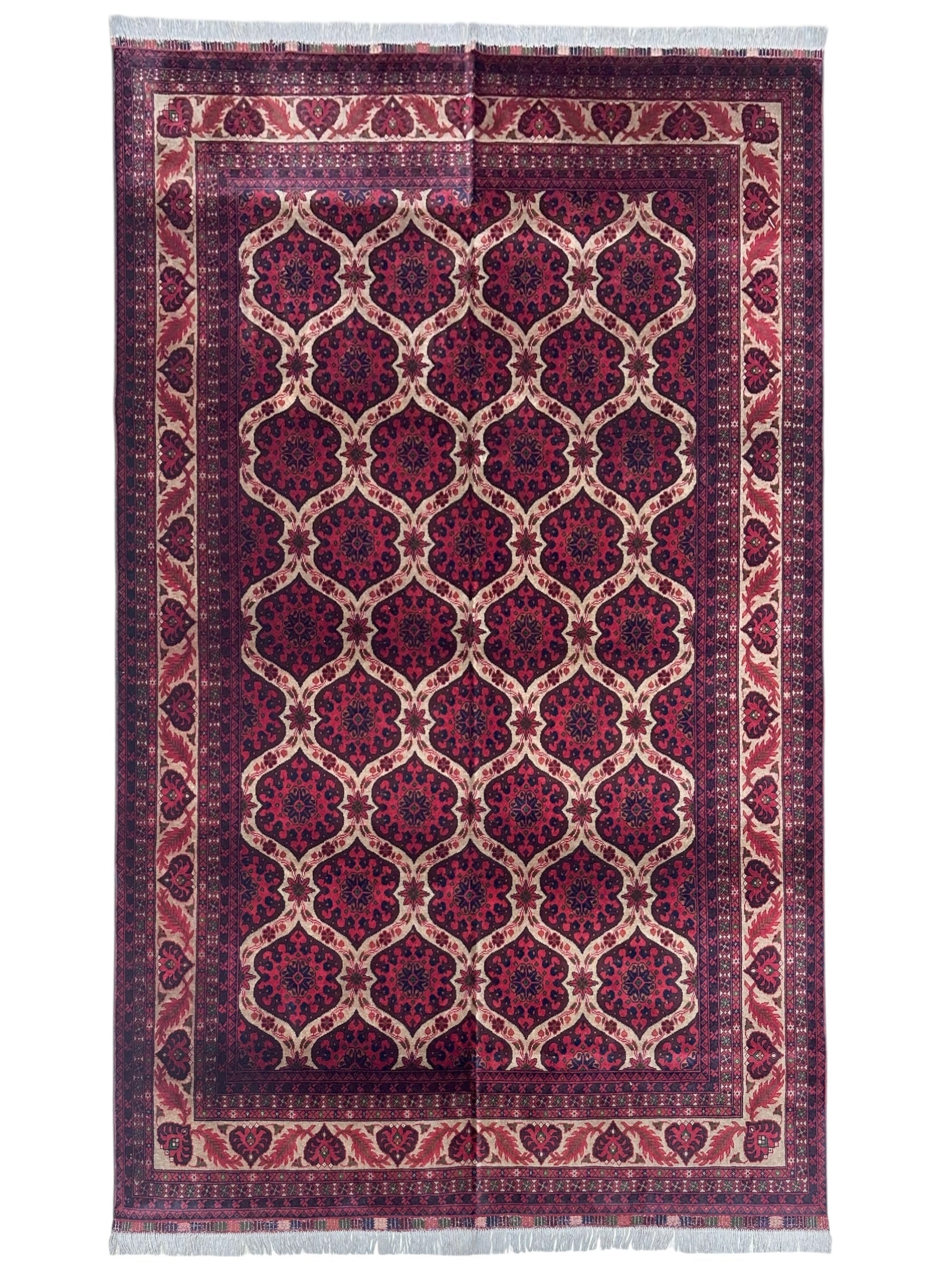 Hand-Knotted Afghani Heart Shape Wool Rug – 6’6″ x 9’5″ by Rugistan - main product image for Resin Society