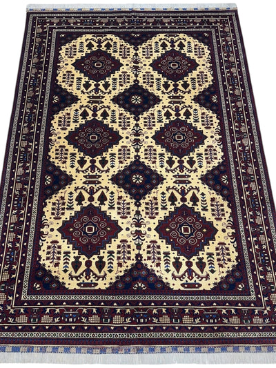 Hand-Knotted Afghani Zerkhaki Wool Rug – 6’6″ x 9’8″ by Rugistan - product image 2 for Resin Society
