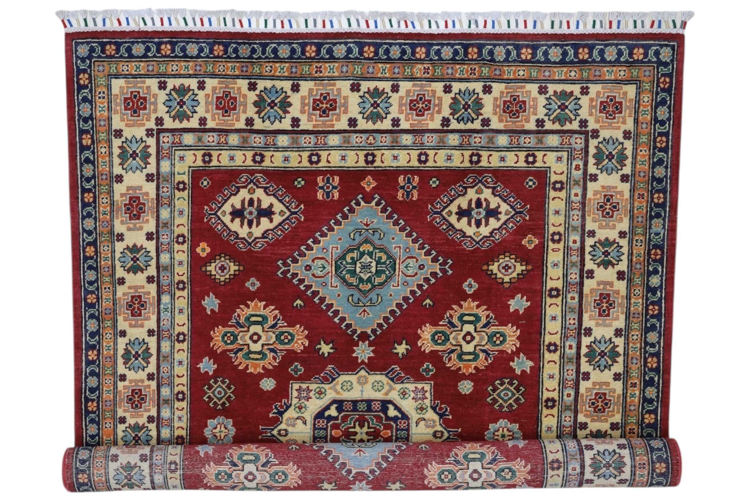 Hand-Knotted Afghani Kazak Wool Rug – 4’10″ x 6’6″ by Rugistan - product image 7 for Resin Society