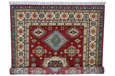 Hand-Knotted Afghani Kazak Wool Rug – 4’10″ x 6’6″ by Rugistan - product image 7 for Resin Society
