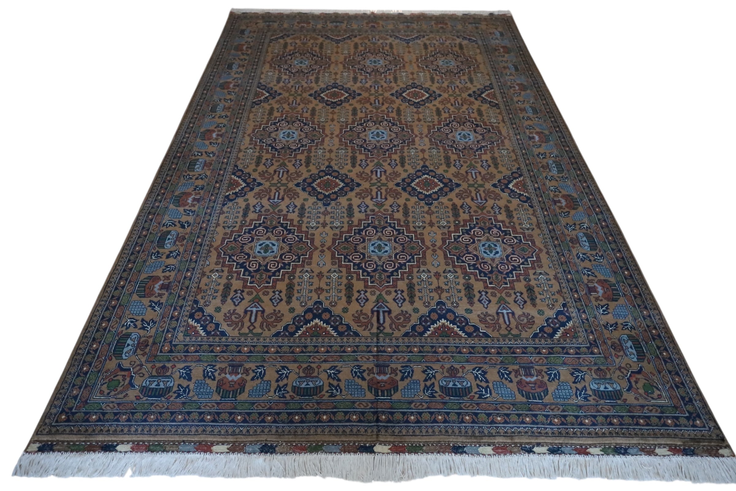 Hand-Knotted Zerkhaki Afghan Wool Area Rug – 6'7" x 9'7" by Rugistan - product image 3 for Resin Society