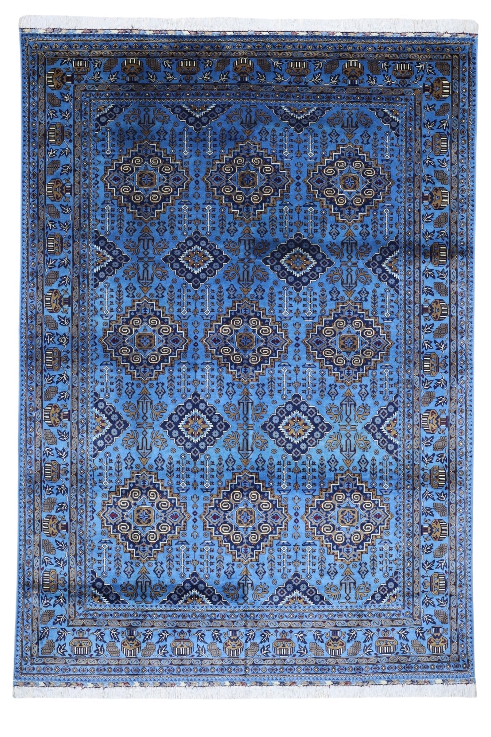 Hand-Knotted Afghani Zerkhaki Wool Rug – 6’7″ x 9’3″ by Rugistan - main product image for Resin Society