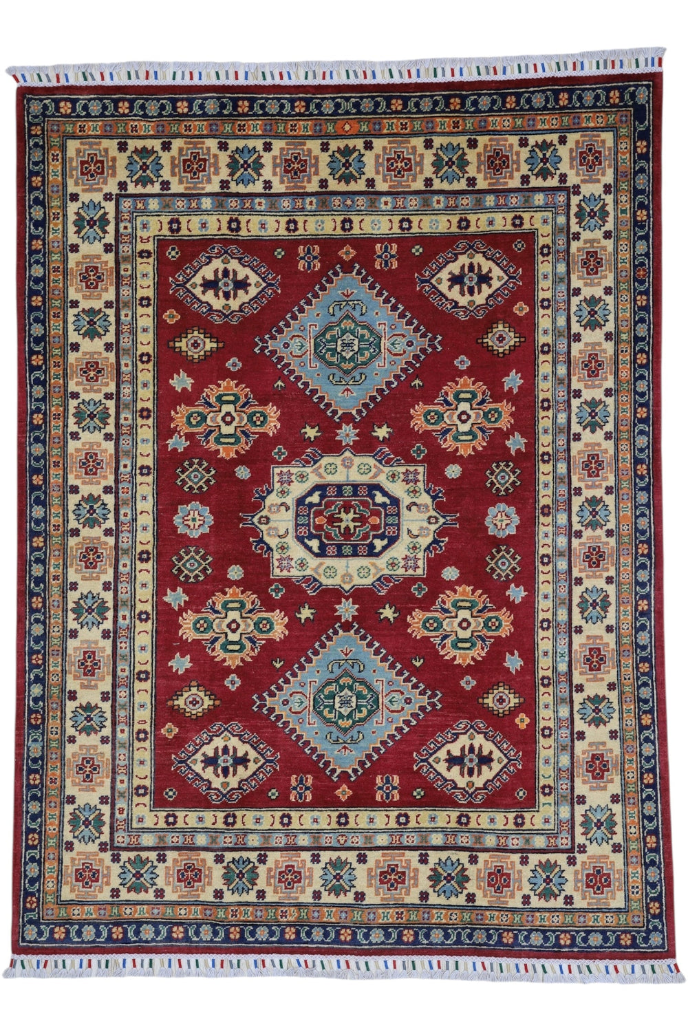 Hand-Knotted Afghani Kazak Wool Rug – 4’10″ x 6’6″ by Rugistan - main product image for Resin Society