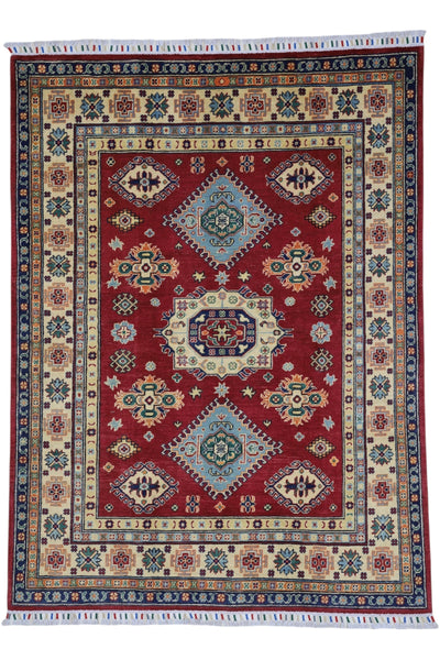 Hand-Knotted Afghani Kazak Wool Rug – 4’10″ x 6’6″ by Rugistan - main product image for Resin Society