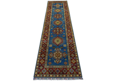 Hand-Knotted Afghani Kazak Wool Rug – 2’9″ x 9’9″