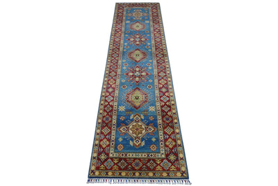 Hand-Knotted Afghani Kazak Wool Rug – 2’9″ x 9’9″