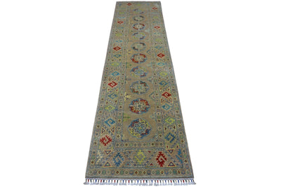 Hand-Knotted Afghani Kazak Wool Rug – 2’7″  x  10’0″