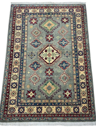 Hand-Knotted Afghani Kazak Wool Rug – 4’ x 6’