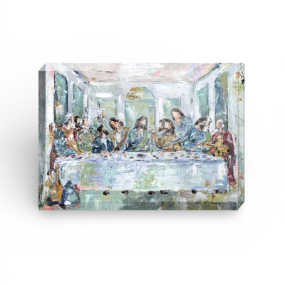 Legacy Meal I acrylic block showing Last Supper artwork by Chelsea McShane, freestanding on tabletop