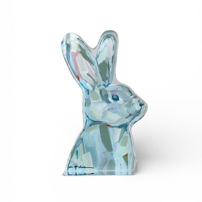 Bunny Love Acrylic Tabletop Art showing original bunny artwork on thick acrylic block