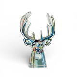 Bucky Deer Acrylic Tabletop Art piece displayed on a desk with natural light