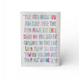 Numbers 6:24-26 Bible Verse Acrylic Tabletop Art in pinks color, freestanding block