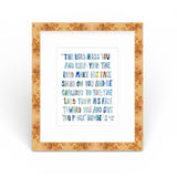 Numbers 6: 24-26 Blue Bible Verse Fine Art Print showing blue-toned script on white paper