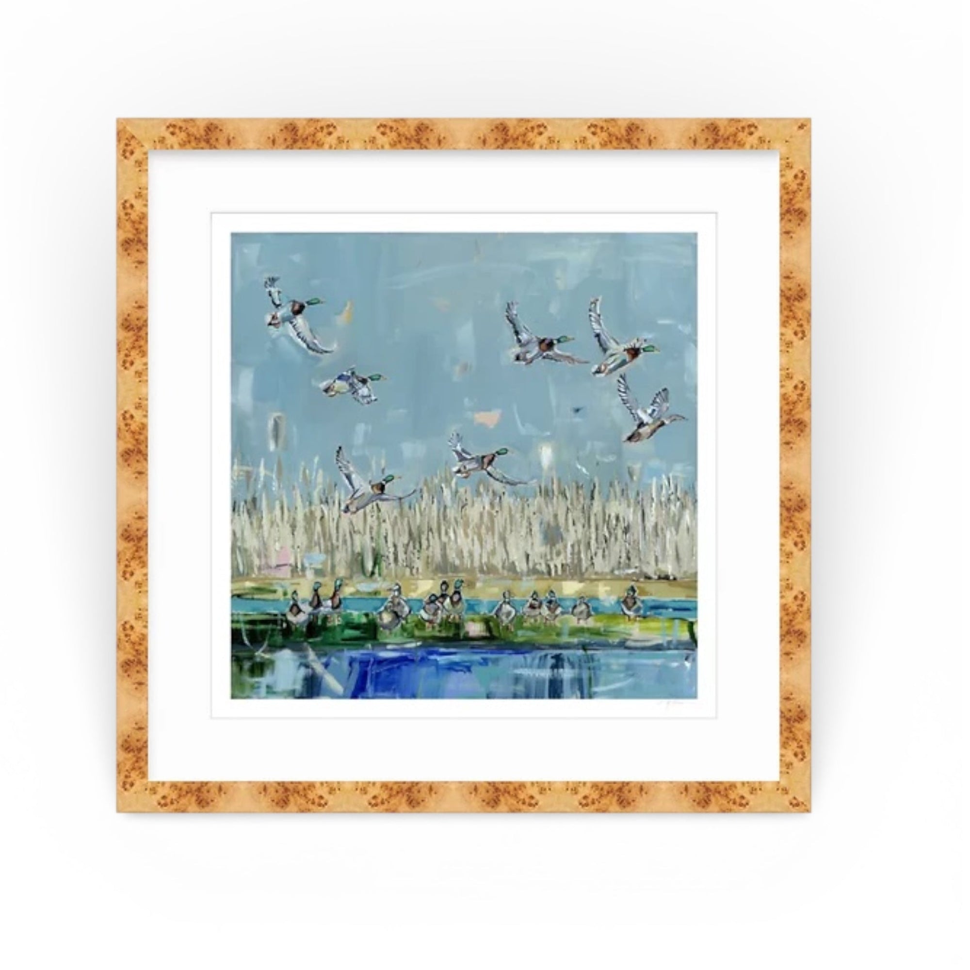 Duck Season Fine Art Print by Chelsea McShane Art depicting waterfowl in a marsh landscape.