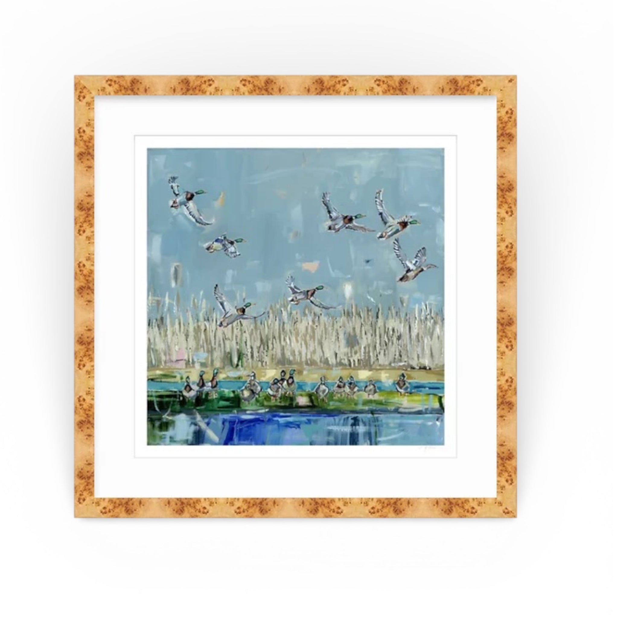 Duck Season Fine Art Print by Chelsea McShane Art depicting waterfowl in a marsh landscape.