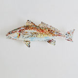 "Redfish" Acrylic Wall Contour artwork by Chelsea McShane mounted on a white wall