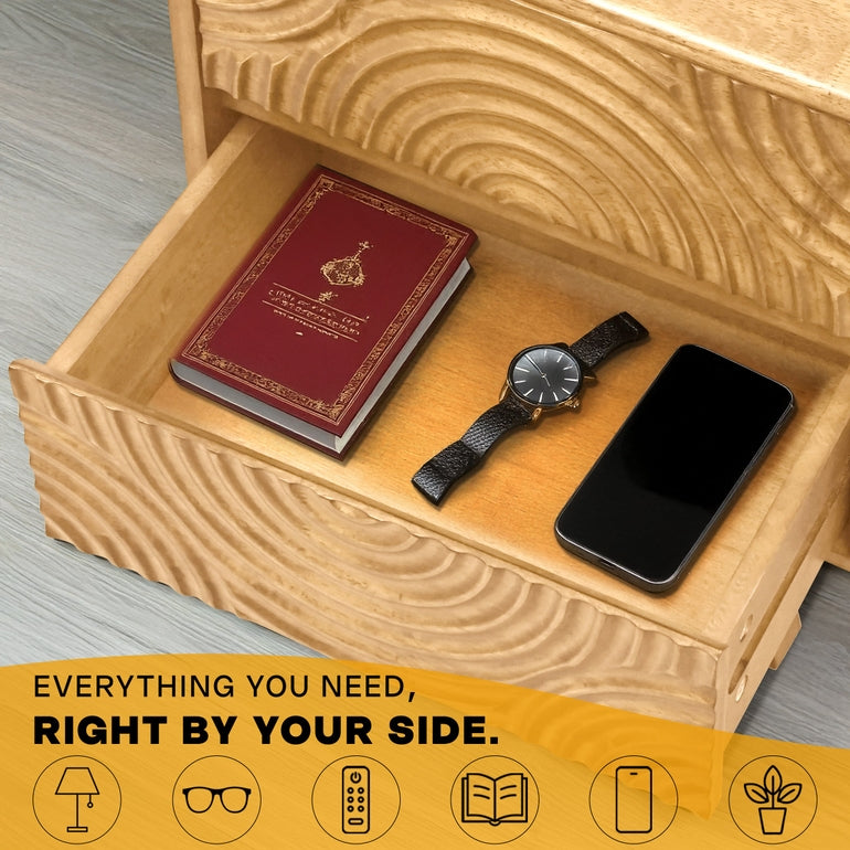 Harmony Solid Wood Nightstand detail image - Resin Society